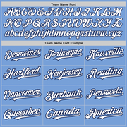 Custom Light Blue Navy Pinstripe White Two-Button Unisex Softball Jersey