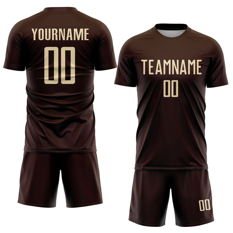 Custom Brown Cream Sublimation Soccer Uniform Jersey
