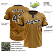 Custom Old Gold Black Pinstripe White Two-Button Unisex Softball Jersey