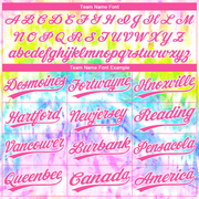 Custom Tie Dye Pink-Purple 3D Rainbow Two-Button Unisex Softball Jersey