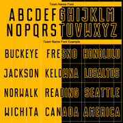 Custom Gold Black Pinstripe Split Fashion Sublimation Soccer Uniform Jersey