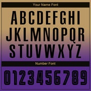 Custom Old Gold Black-Purple Sublimation Long Sleeve Fade Fashion Soccer Uniform Jersey