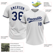 Custom White Navy Two-Button Unisex Softball Jersey