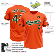Custom Orange Green-White Two-Button Unisex Softball Jersey