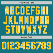 Custom Teal Yellow-White Two-Button Unisex Softball Jersey