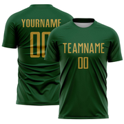 Custom Green Old Gold Sublimation Soccer Uniform Jersey
