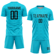 Custom Lakes Blue Black Geometric Shapes Sublimation Soccer Uniform Jersey