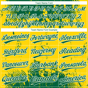 Custom Gold Green-White 3D Pattern Two-Button Unisex Softball Jersey