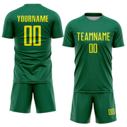 Custom Kelly Green Light Yellow Sublimation Soccer Uniform Jersey