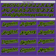 Custom Purple Black Pinstripe Neon Green Two-Button Unisex Softball Jersey