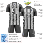 Custom Steel Gray White-Black Ethnic Stripes Sublimation Soccer Uniform Jersey