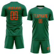 Custom Kelly Green Orange Sublimation Soccer Uniform Jersey