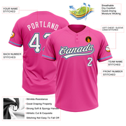 Custom Pink White Black-Light Blue Two-Button Unisex Softball Jersey