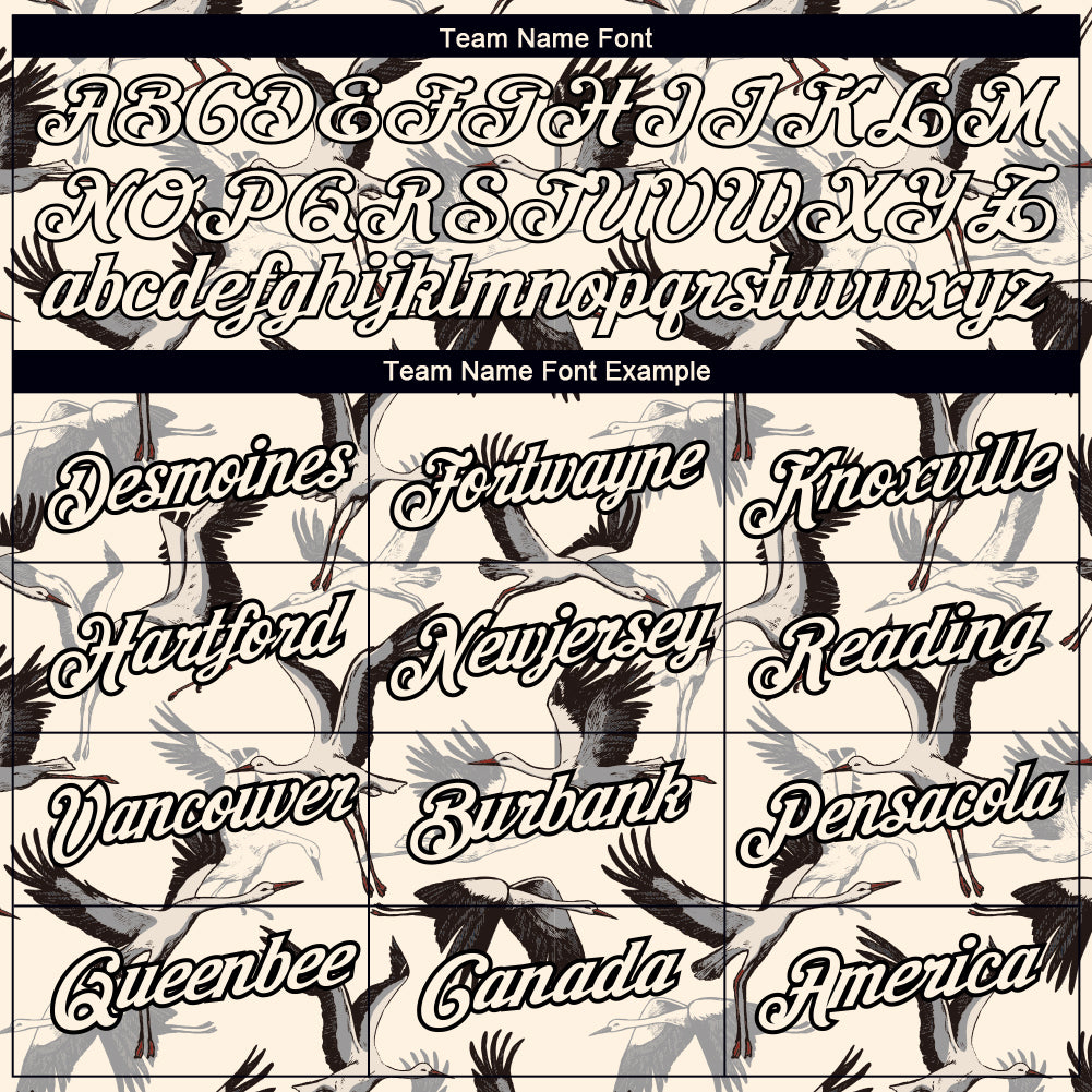 Custom Cream Black 3D Pattern Design Animal Crane Performance T-Shirt