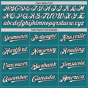 Custom Teal Black Pinstripe White Two-Button Unisex Softball Jersey