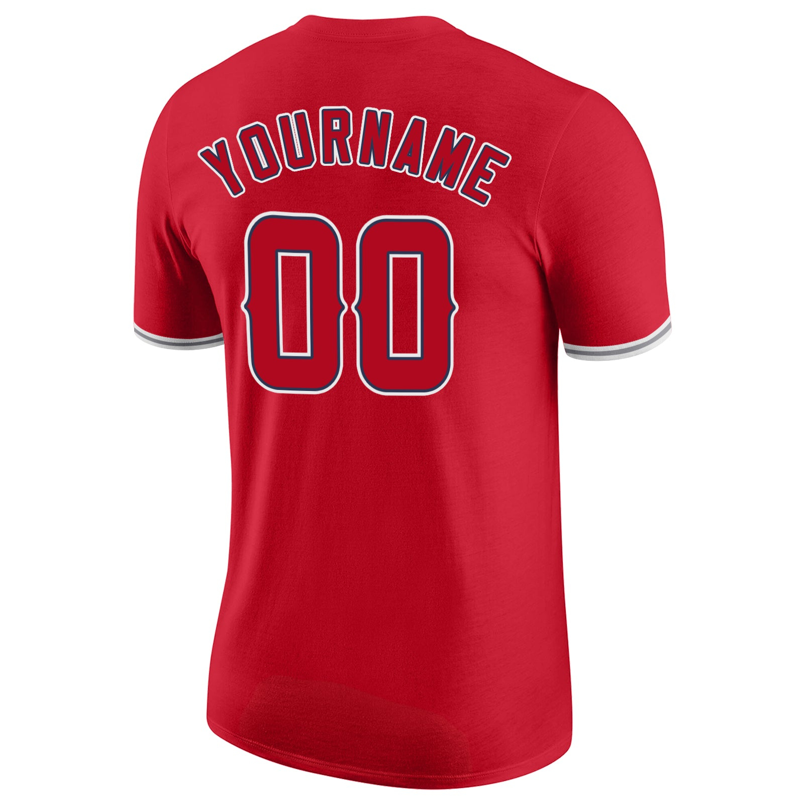 Custom Red Red-Navy Performance T-Shirt