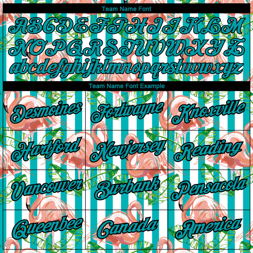 Custom White Teal-Black 3D Pattern Design Tropical Hawaii Flamingo Performance T-Shirt