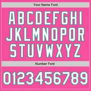 Custom Pink Teal Pinstripe White Two-Button Unisex Softball Jersey