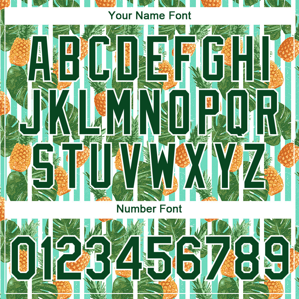 Custom White Green 3D Pattern Design Hawaii Tropical Palm Leaves And Pineapple Performance T-Shirt