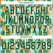 Custom White Green 3D Pattern Design Hawaii Tropical Palm Leaves And Pineapple Performance T-Shirt