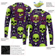 Custom 3D Pattern Halloween Skulls Long Sleeve Performance T-Shirt