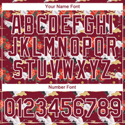 Custom Crimson White 3D Pattern Design Animal Crane Performance T-Shirt