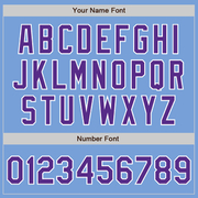 Custom Light Blue Purple-White Two-Button Unisex Softball Jersey