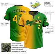 Custom Grass Green Gold-Black Gradient Fashion Two-Button Unisex Softball Jersey