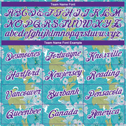 Custom Teal Purple-White 3D Pattern Design Flowers Performance T-Shirt