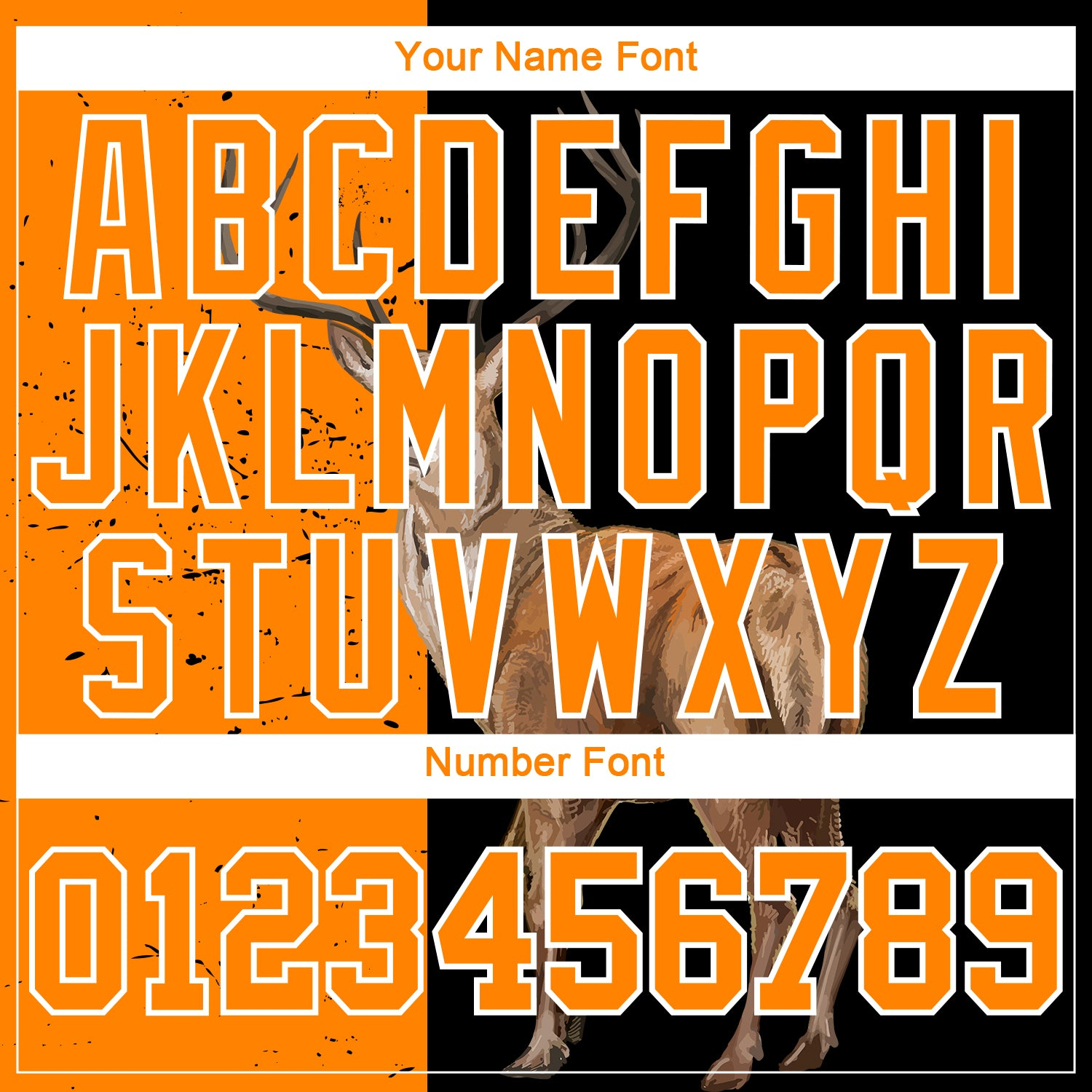 Custom Black Bay Orange-White 3D Animal Deer Hunting Sleeve Performance T-Shirt