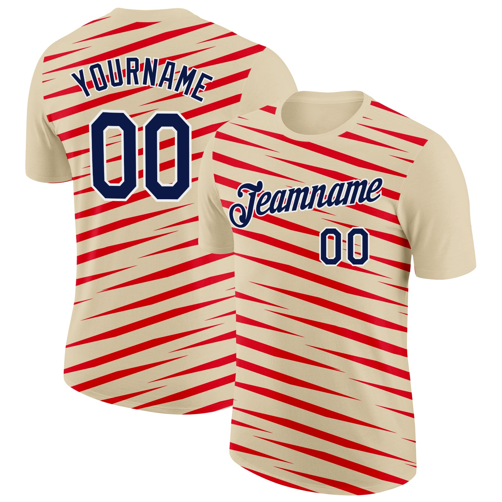 Custom Cream Navy-Fire Red 3D Esports Performance T-Shirt