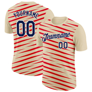Custom Cream Navy-Fire Red 3D Esports Performance T-Shirt