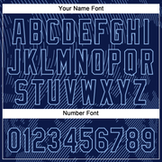 Custom Navy Light Blue 3D Pattern Curve Lines Two-Button Unisex Softball Jersey