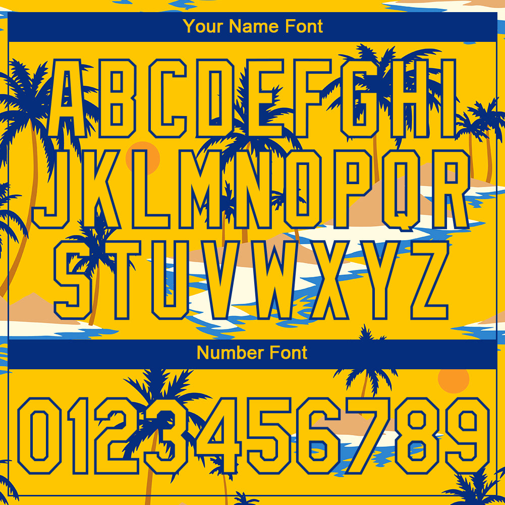 Custom Yellow Royal 3D Pattern Design Sun Beach Hawaii Palm Trees Performance T-Shirt