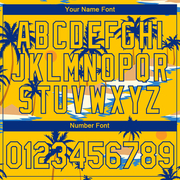 Custom Yellow Royal 3D Pattern Design Sun Beach Hawaii Palm Trees Performance T-Shirt