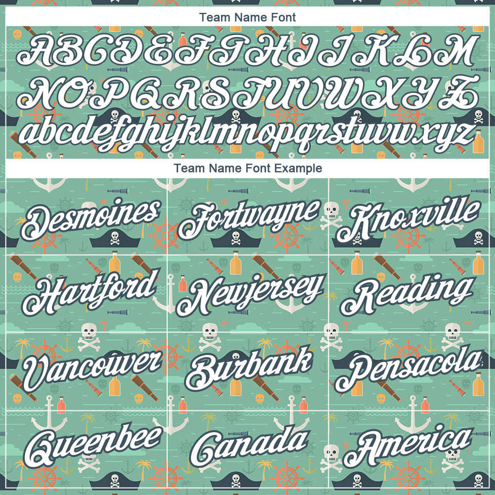 Custom Ice Blue White-Midnight Green 3D Pattern Design Sailing Ship Wheel Anchor Columbus Day Performance T-Shirt