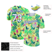 Custom Neon Yellow White-Royal 3D Pattern Design Hawaii Summer Fruit Performance T-Shirt