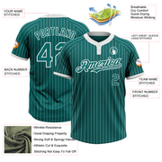 Custom Teal White Pinstripe White Two-Button Unisex Softball Jersey
