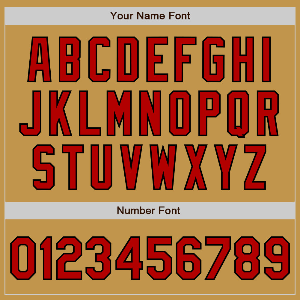 Custom Old Gold Black Pinstripe Red Two-Button Unisex Softball Jersey