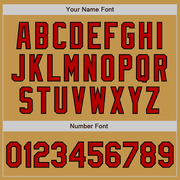 Custom Old Gold Black Pinstripe Red Two-Button Unisex Softball Jersey