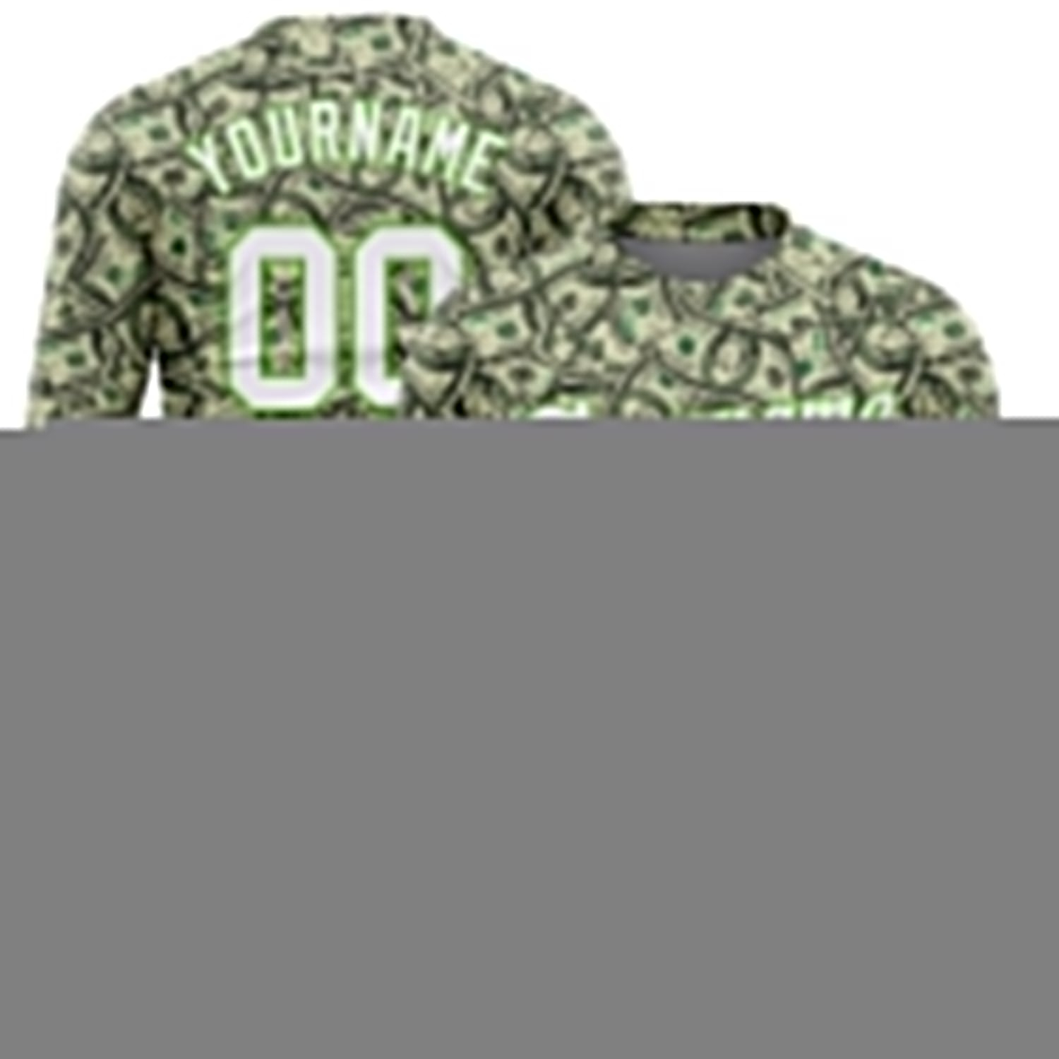Custom Green White-Neon Green Dollar 3D Pattern Long Sleeve Performance T-Shirt