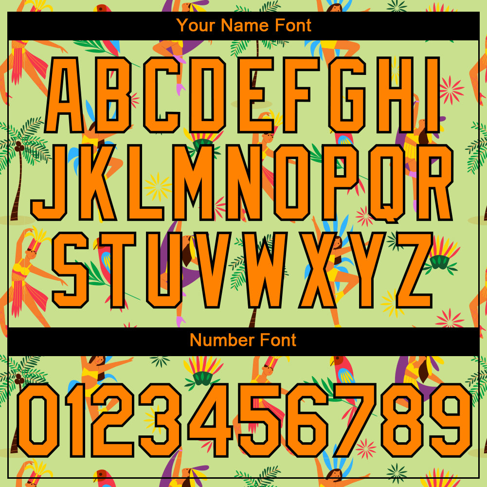 Custom Neon Green Bay Orange-Black 3D Pattern Design Hawaii Summer Holiday Performance T-Shirt