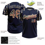 Custom Navy Vintage USA Flag-Cream 3D American Flag Fashion Two-Button Unisex Softball Jersey