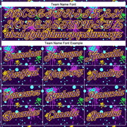 Custom Graffiti Pattern Gold-Purple 3D Clashing Colors Paint-Splatter Performance T-Shirt