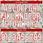 Custom Teal White-Red 3D Pattern Design Tropical Hawaii Flower With Bird Performance T-Shirt