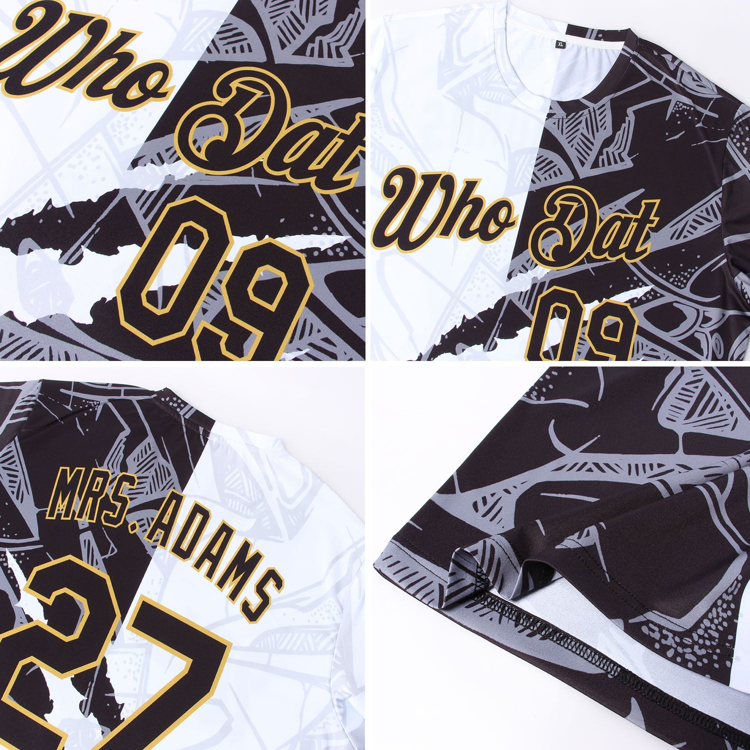 Custom Graffiti Pattern Black-Old Gold Scratch 3D Performance T-Shirt