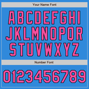 Custom Electric Blue Black Pinstripe Pink Two-Button Unisex Softball Jersey