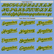 Custom Light Blue Yellow Pinstripe Green Two-Button Unisex Softball Jersey