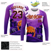 Custom 3D Pattern Halloween Pumpkins Horror Night Long Sleeve Performance T-Shirt