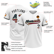 Custom White Vintage USA Flag-Black Two-Button Unisex Softball Jersey
